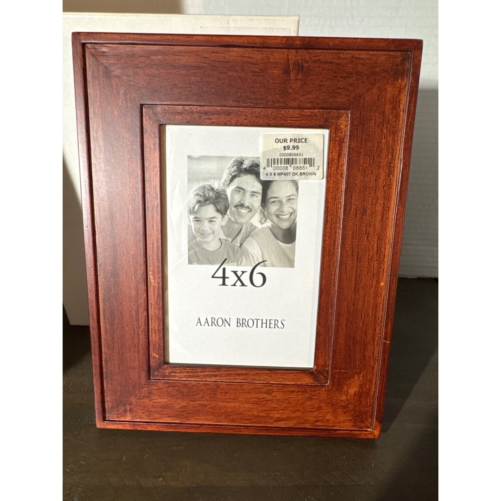Aaron Brothers Dark Brown Wood Picture Frame 4x6 Tabletop Wall Mount NEW